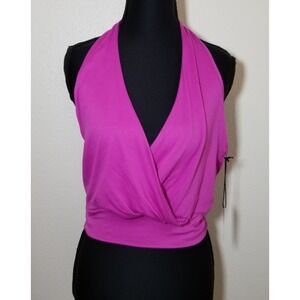 Nice On Womens M Purple Halter Crop Top Festival Club Biker City Cottage NWT